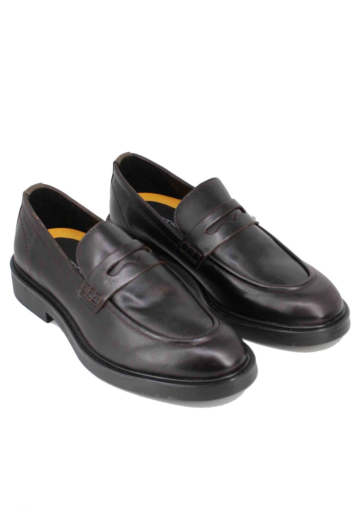 Spatarella Mocassini uomo in pelle marrone con suola in gomma Vendite Flash