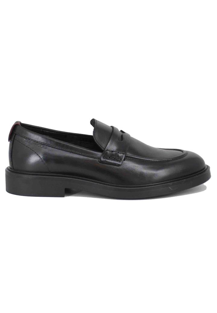 Spatarella Mocassini uomo in pelle nera con suola in gomma Negozio