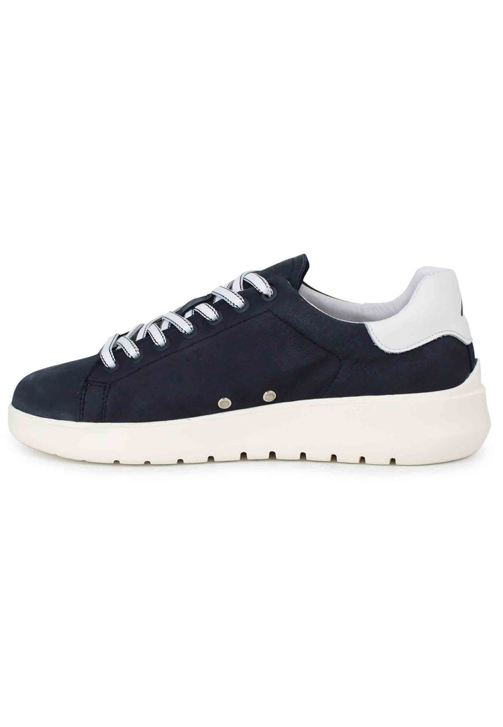 Spatarella Sneakers uomo Hover in nabuk blu con suola alta in gomma In Saldo