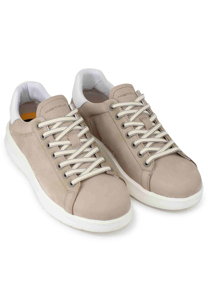 Spatarella Sneakers uomo Hover in nabuk sabbia con suola alta in gomma Nuova