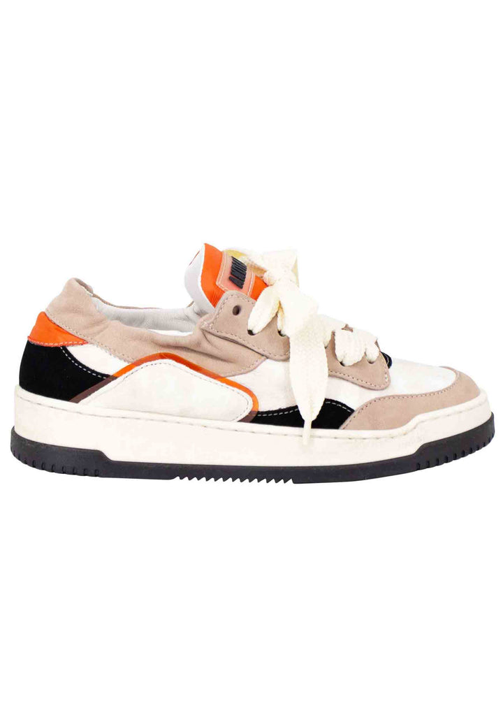 Spatarella Sneakers donna in pelle beige e taupe con fondo gomma Spedizione Gratuita