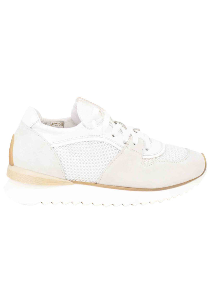 Spatarella Sneakers donna in pelle e tessuto bianco fondo running Pezzi Unici