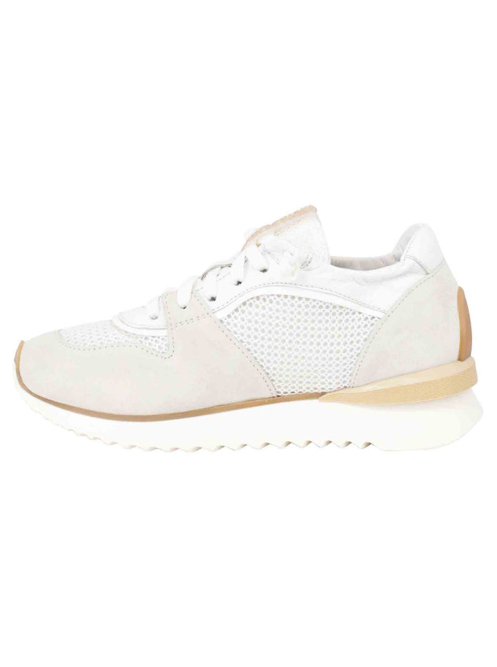 Spatarella Sneakers donna in pelle e tessuto bianco fondo running Pezzi Unici