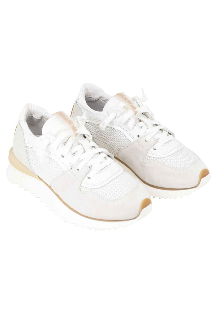 Spatarella Sneakers donna in pelle e tessuto bianco fondo running Pezzi Unici