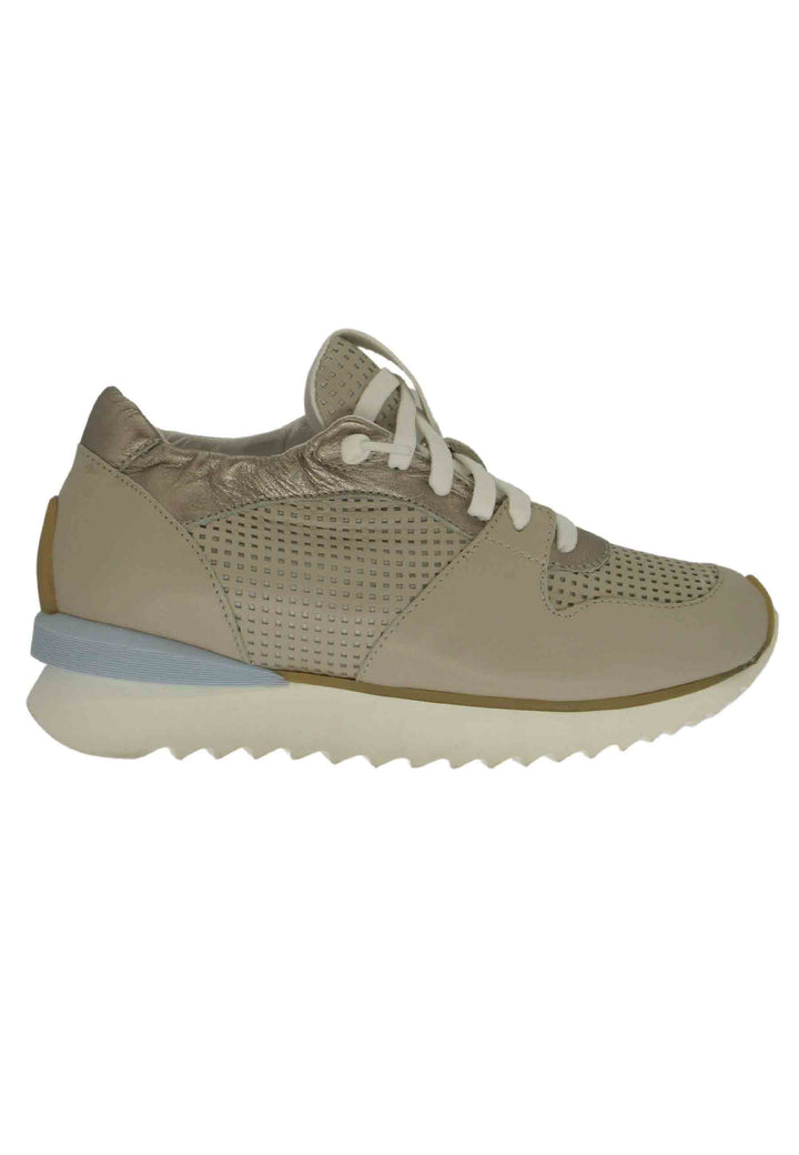 Spatarella Sneakers donna in pelle taupe con suola alta il gomma Consegna Veloce