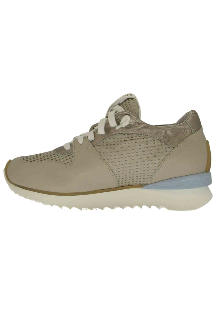 Spatarella Sneakers donna in pelle taupe con suola alta il gomma Consegna Veloce