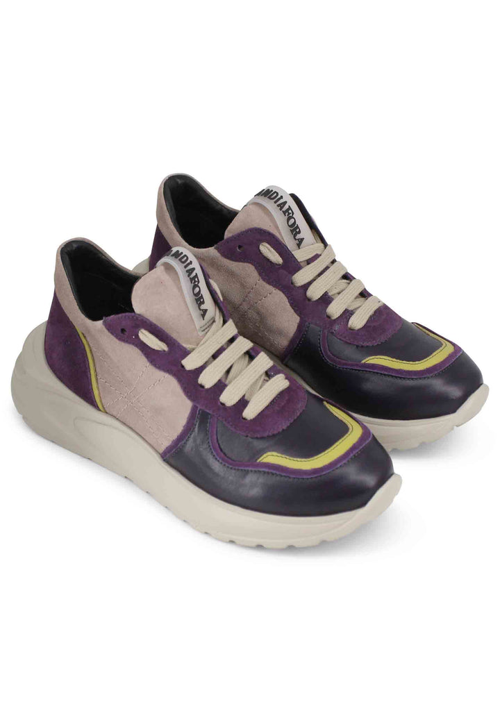 Spatarella Sneakers donna in pelle viola con suola in gomma Promozione Limitata