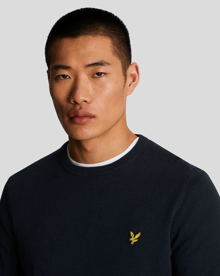 Spatarella Maglioni uomo a girocollo in cotone blu navy