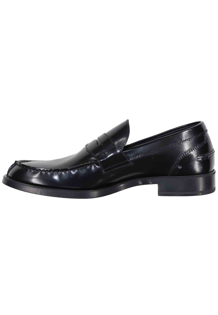 Spatarella Mocassini uomo in pelle lucida nera con suola in gomma leggera Sconto
