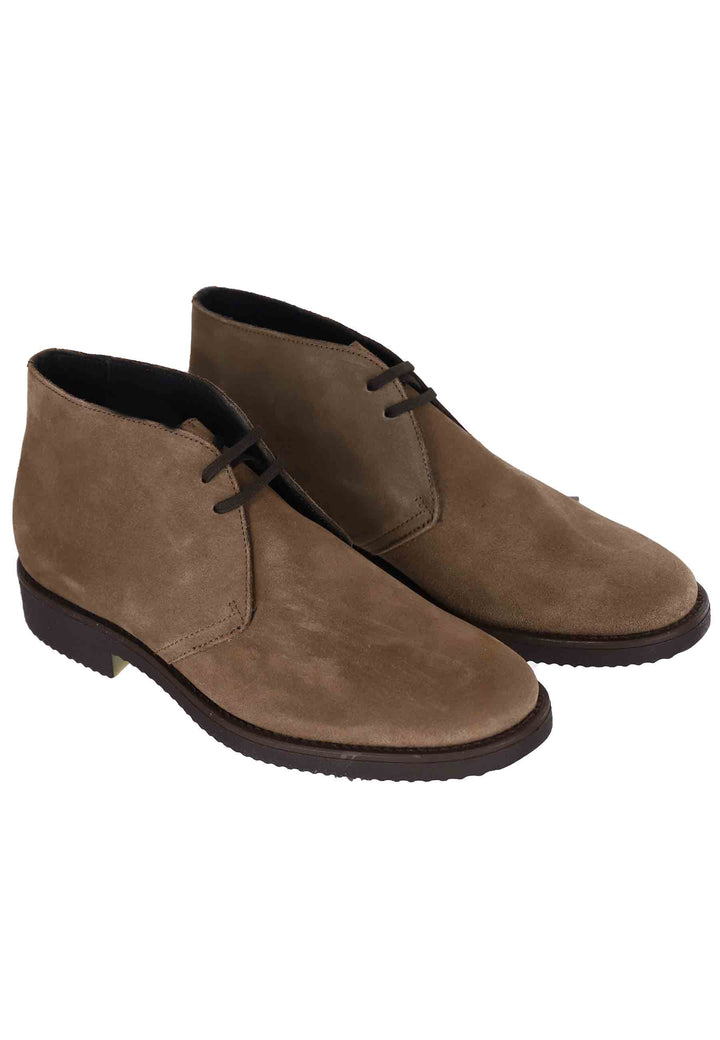 Spatarella Polacchine uomo in camoscio taupe con suola in para Economico