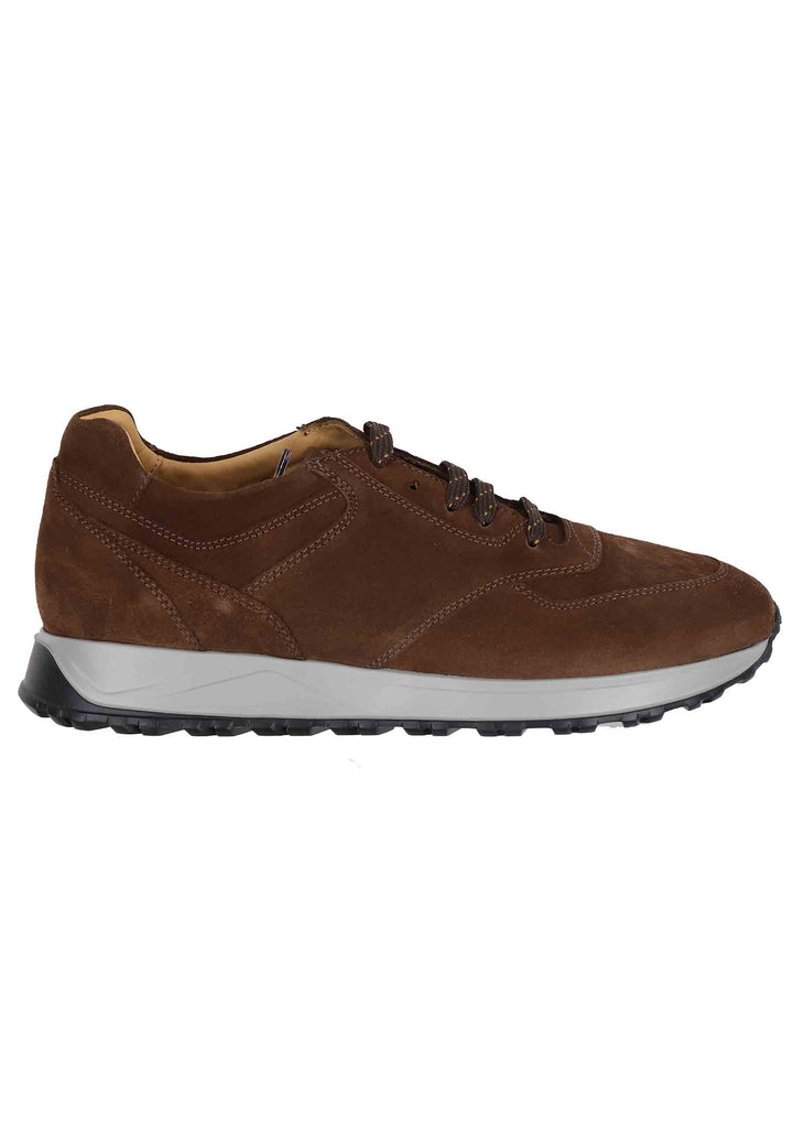 Spatarella Sneakes da uomo in camoscio marrone con suola in gomma Outlet