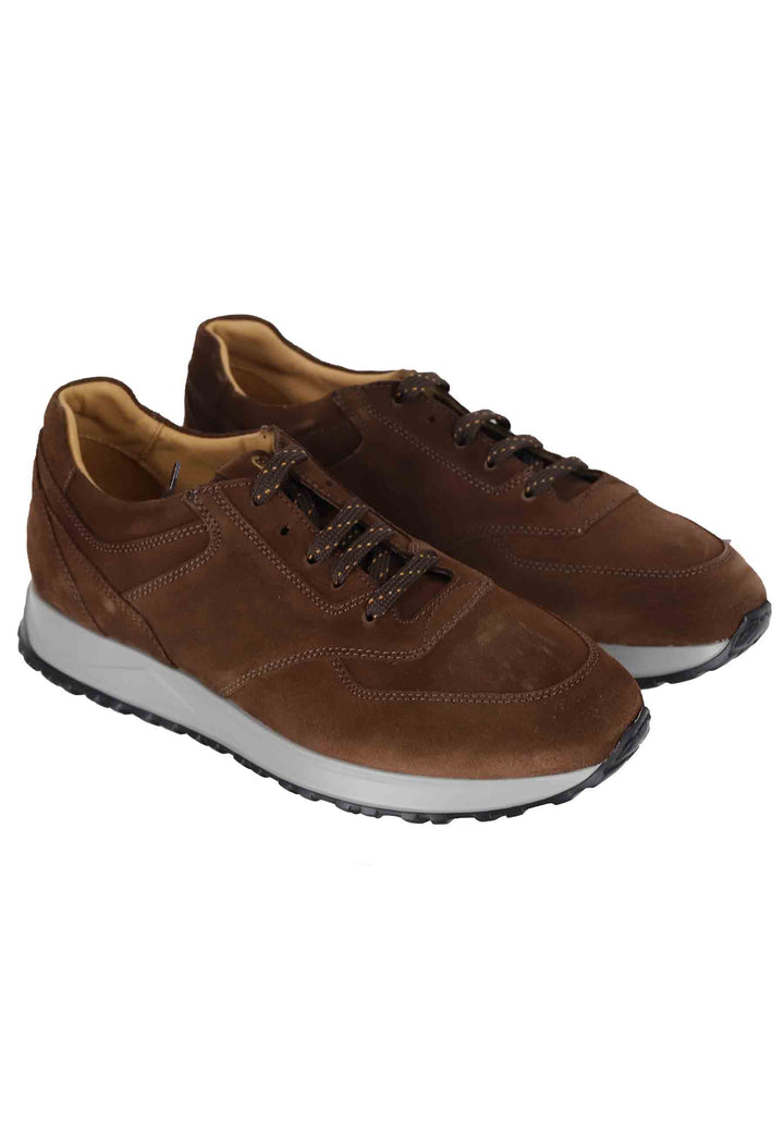 Spatarella Sneakes da uomo in camoscio marrone con suola in gomma Outlet