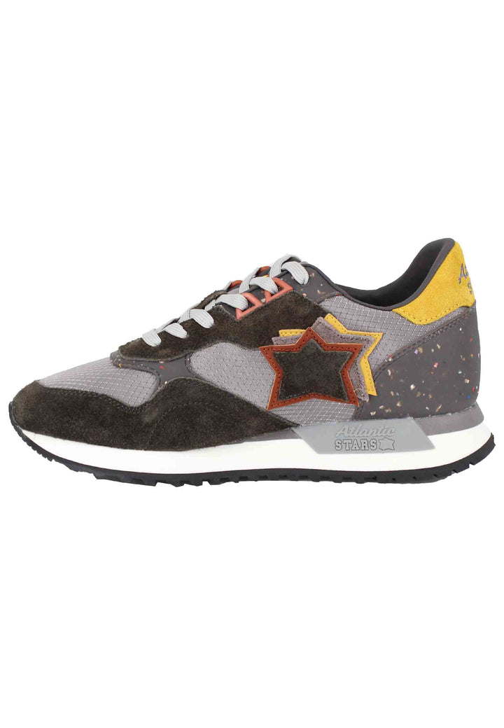 Spatarella Sneakers Draco uomo in pelle e tessuto grigio con stelle in tinta Nuova