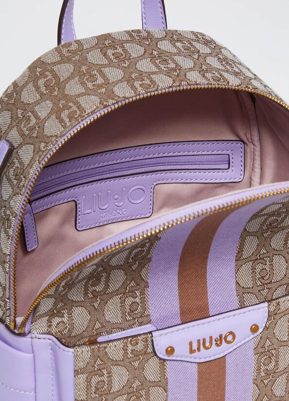 Spatarella Zaini donna jacquard in tessuto beige e marrone Acquista Ora