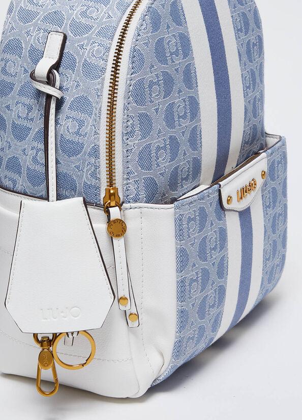 Spatarella Zaini donna jacquard in tessuto blu e bianco Consegna Veloce