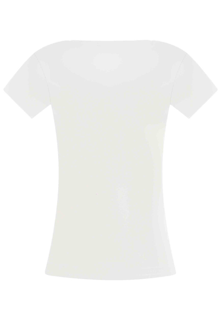 Spatarella T-shirt donna Icons in cotone bianco con stampa in seta Sconto