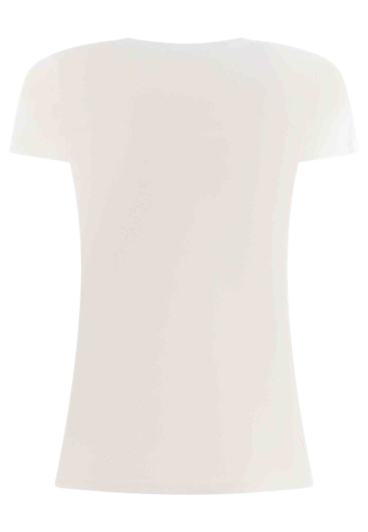 Spatarella T-shirt donna Icons in cotone bianco con stampa in seta Offerta