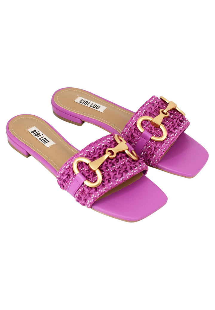 Spatarella Sandali donna Edna in pelle viola con morsetto e tacco basso Vendite Flash