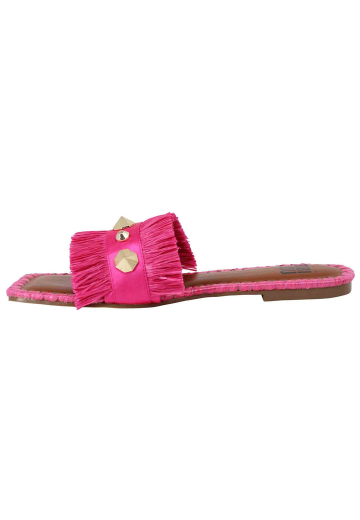 Spatarella Sandali flat Alexis donna tessuto sfrangiato fuxia con borchie In Saldo