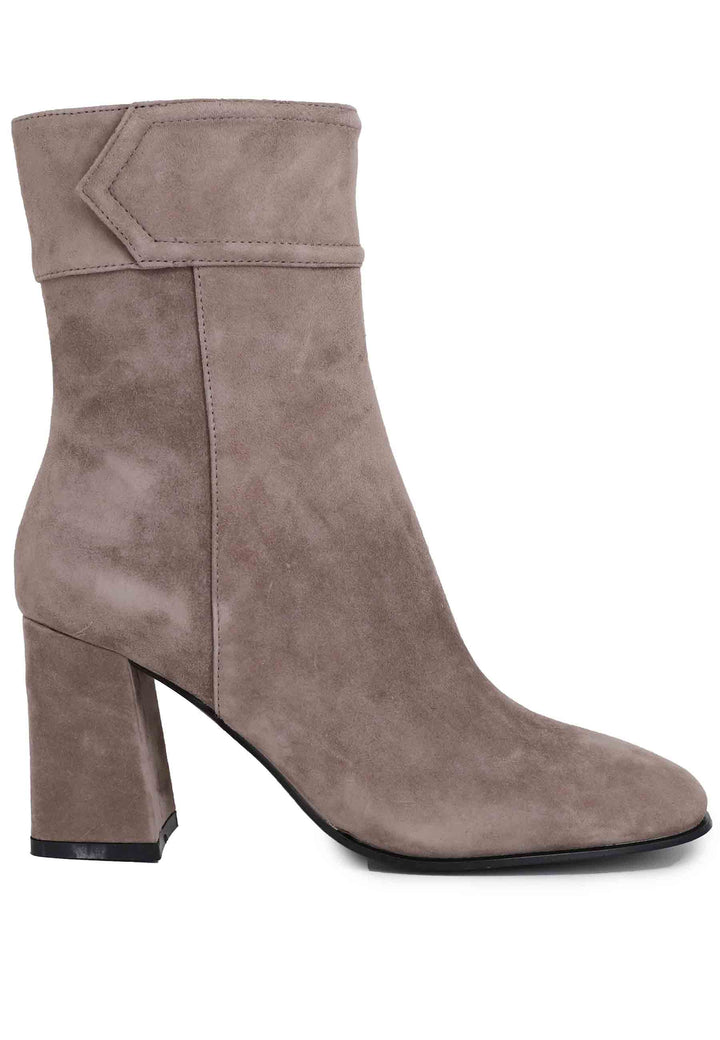 Spatarella Stivaletti donna in camoscio grigio con tacco alto e punta quadra Chisinau Nuova