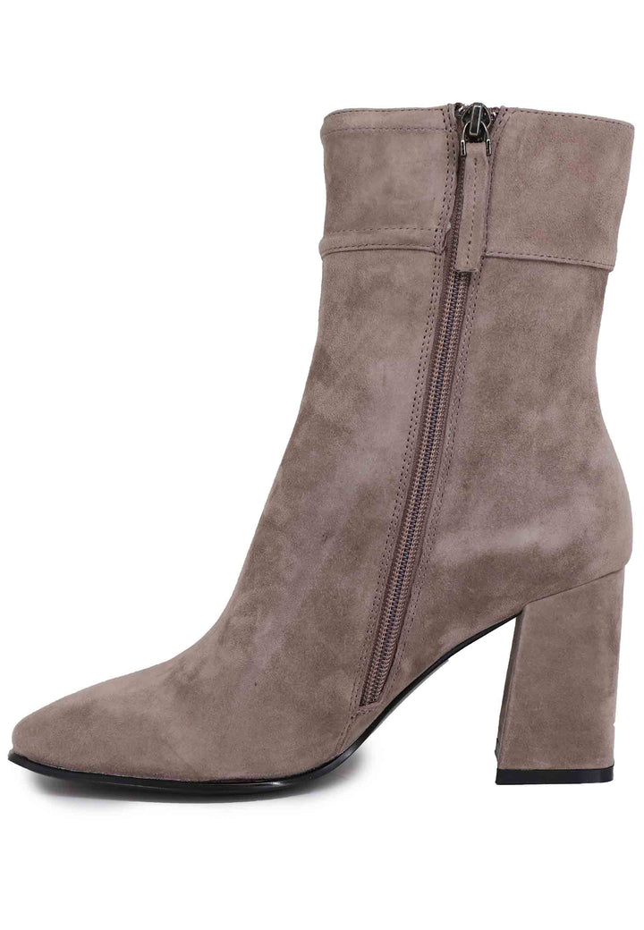 Spatarella Stivaletti donna in camoscio grigio con tacco alto e punta quadra Chisinau Nuova