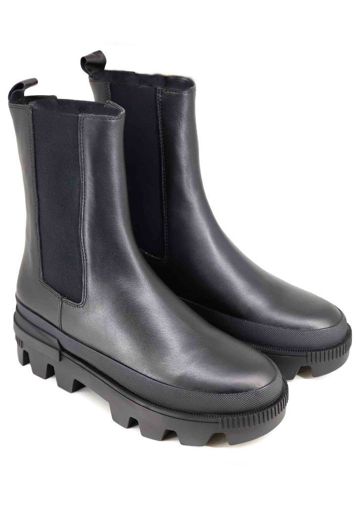 Spatarella Stivaletti donna in pelle nera con fondo carrarmato Violet Moda