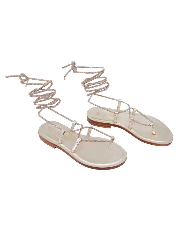 Spatarella Sandali flat infradito donna in strass platino con lacci alla schiava Latest stili