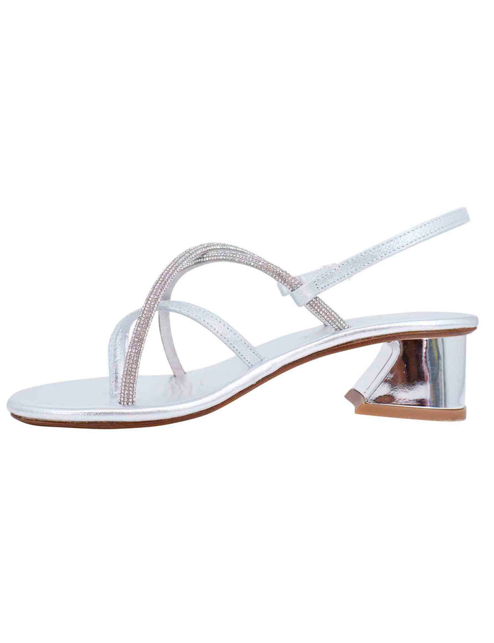 Spatarella Sandali slingback donna in strass argento con tacco gioiello Promozione temporanea