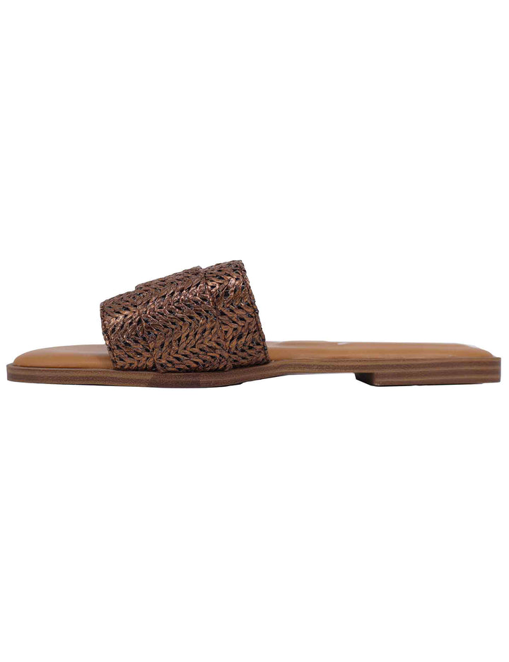 Spatarella Sandali flat donna in tessuto bronzo con fibbia in strass Fino al 60% di sconto