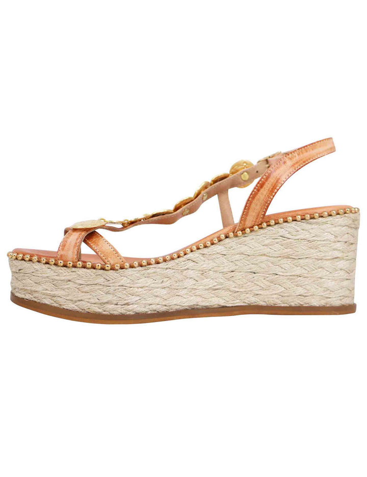Spatarella Sandali infradito donna in pelle naturale con accessori oro e zeppa in corda Discount Store per i nuovi prodotti
