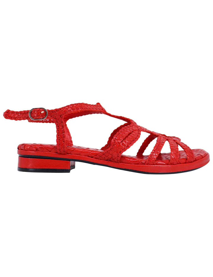 Spatarella Sandali slingback donna in pelle intrecciata rossa con tacco basso Soddisfazione Garantita