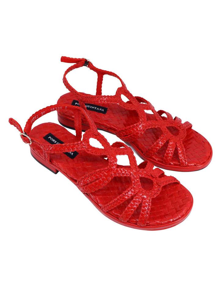 Spatarella Sandali slingback donna in pelle intrecciata rossa con tacco basso Soddisfazione Garantita