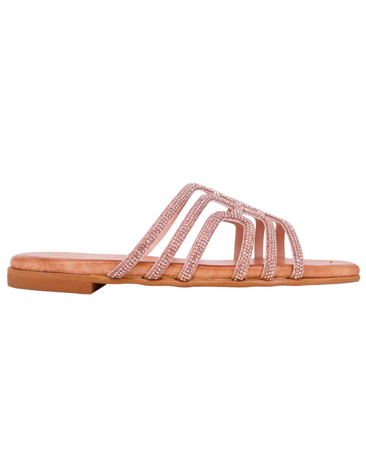 Spatarella Sandali flat donna in strass rosa con sottopiede morbido Acquista Ora