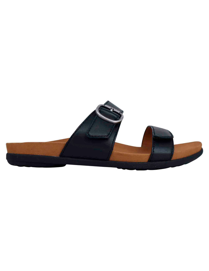 Spatarella Sandali bassi donna in pelle nera con fibbia laterale Convenienza
