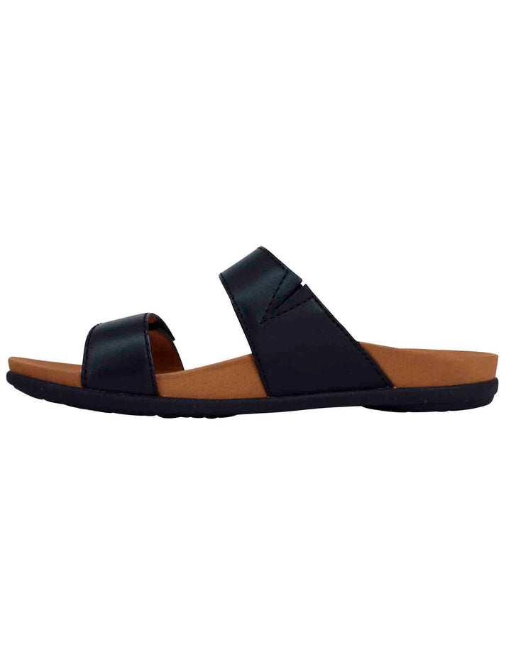 Spatarella Sandali bassi donna in pelle nera con fibbia laterale Convenienza