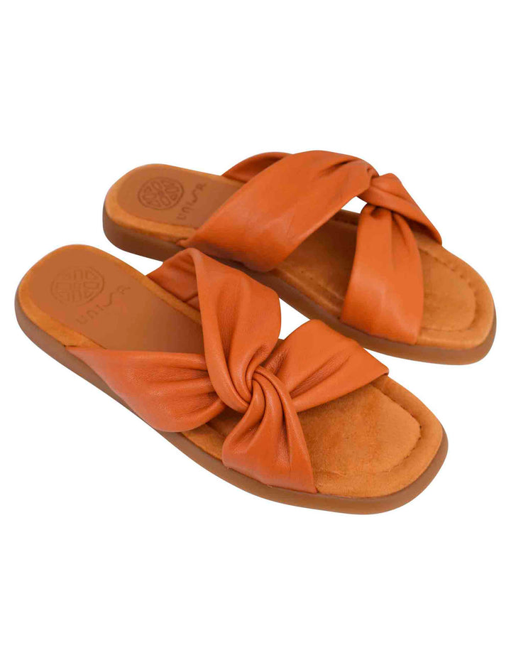 Spatarella Sandali flat donna in pelle cuoio con sottopiede morbido Sconto