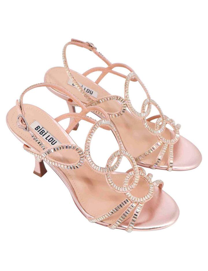 Spatarella Sandali slingback gioiello donna in strass oro con tacco alto Iris Saldi