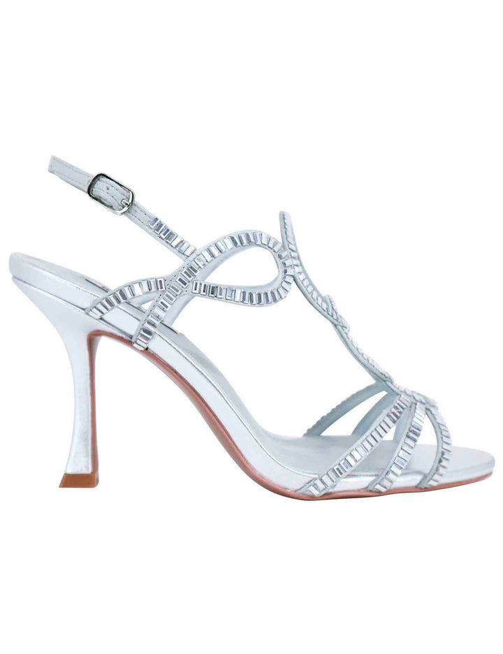 Spatarella Sandali slingback gioiello donna in strass argento con tacco alto Iris Offerte