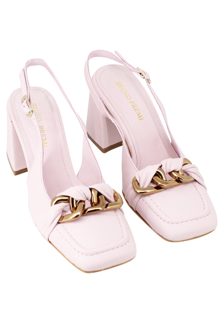 Spatarella Decollete slingback donna Tal Bon in pelle glicine tacco alto e punta quadra Moda