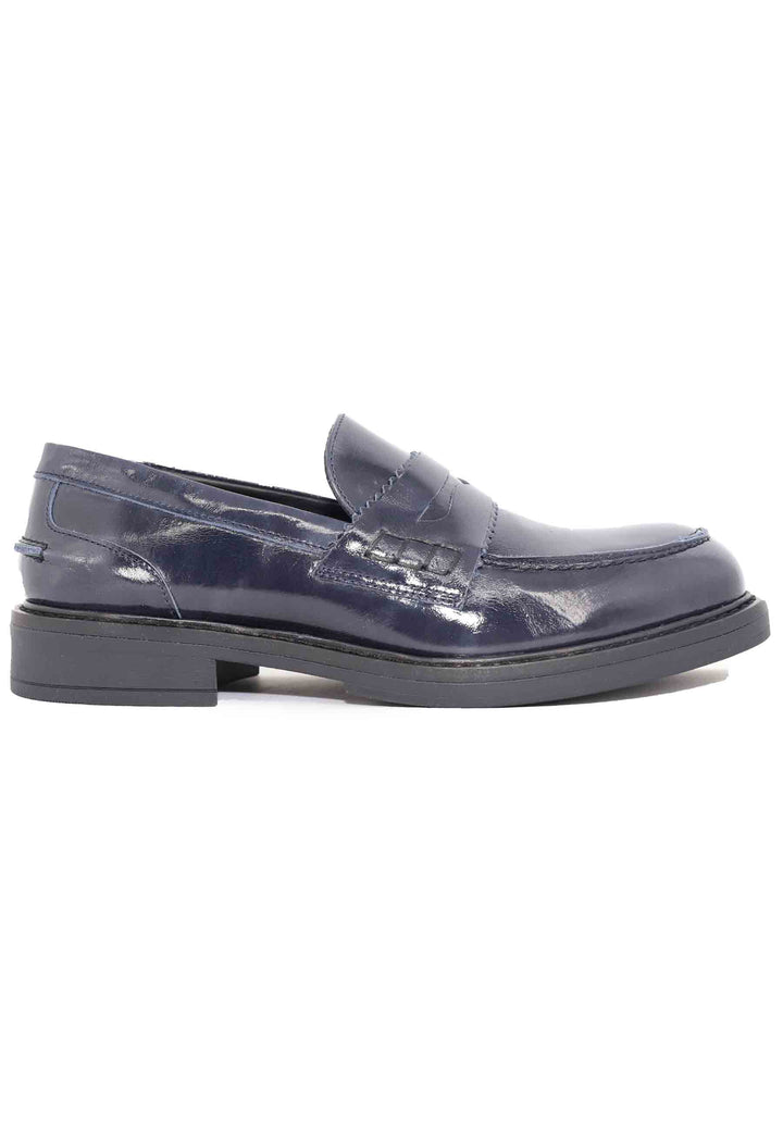 Spatarella Mocassini donna in pelle lucida blu con suola in gomma Sconto di tempo limitato