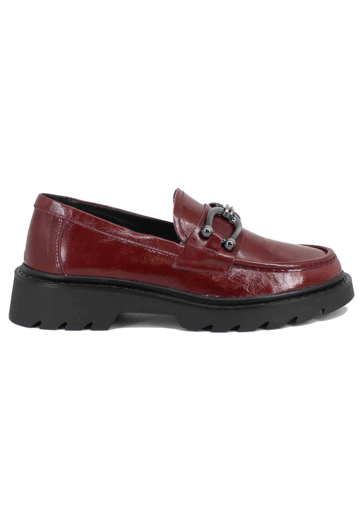 Spatarella Mocassini donna in vernice bordeaux con morsetto Negozio online di fabbrica