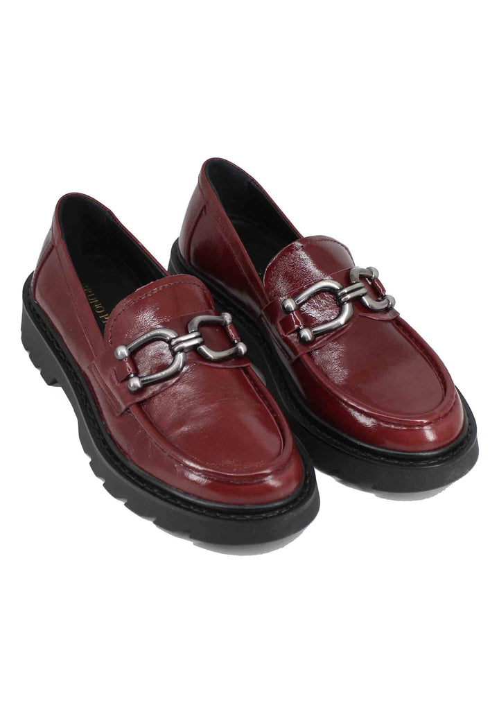 Spatarella Mocassini donna in vernice bordeaux con morsetto Negozio online di fabbrica