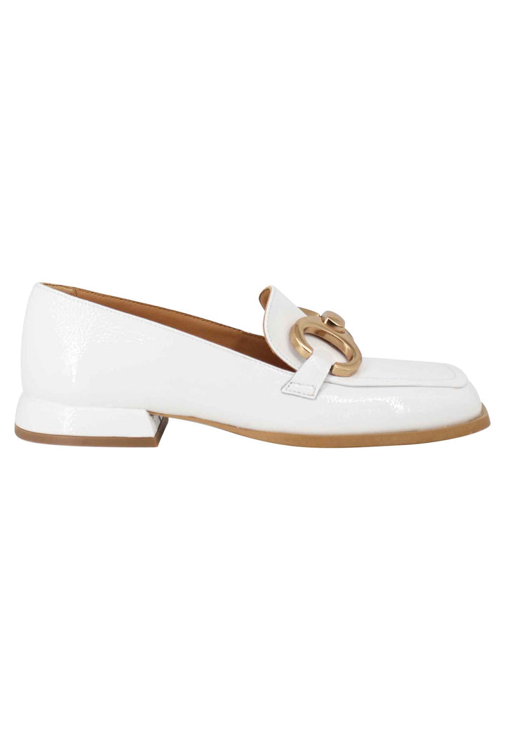 Spatarella Mocassini donna Poppi Chal in naplak off white con morsetto in oro satinato Prezzo di fabbrica