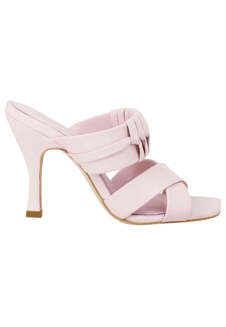 Spatarella Sandali donna in pelle glicine con tacco alto e punta quadra Comprare a buon mercato