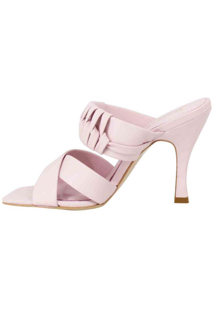 Spatarella Sandali donna in pelle glicine con tacco alto e punta quadra Comprare a buon mercato