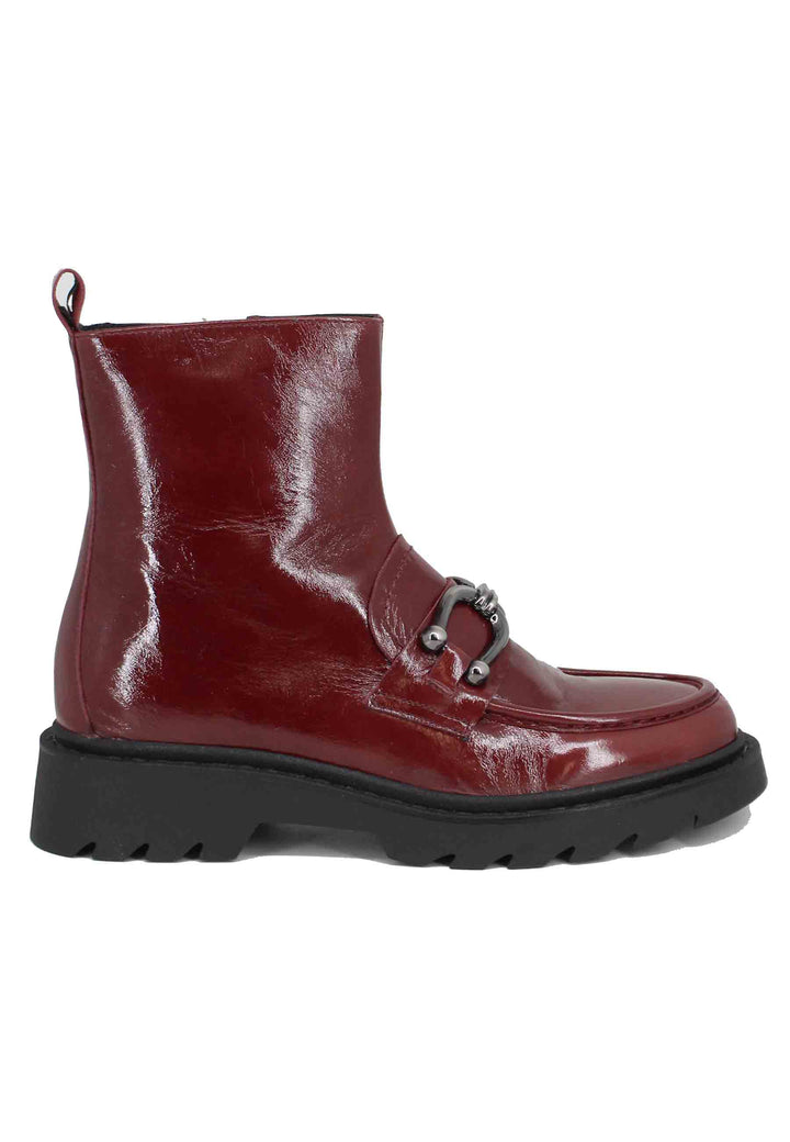 Spatarella Stivaletti donna in vernice bordeaux con suola carrarmato Shopping online