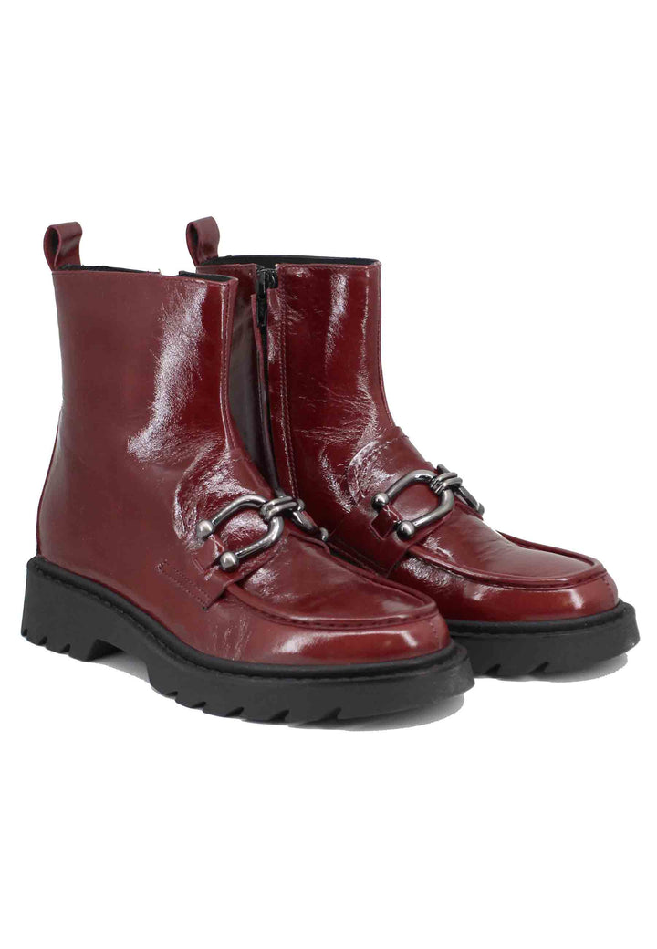 Spatarella Stivaletti donna in vernice bordeaux con suola carrarmato Shopping online