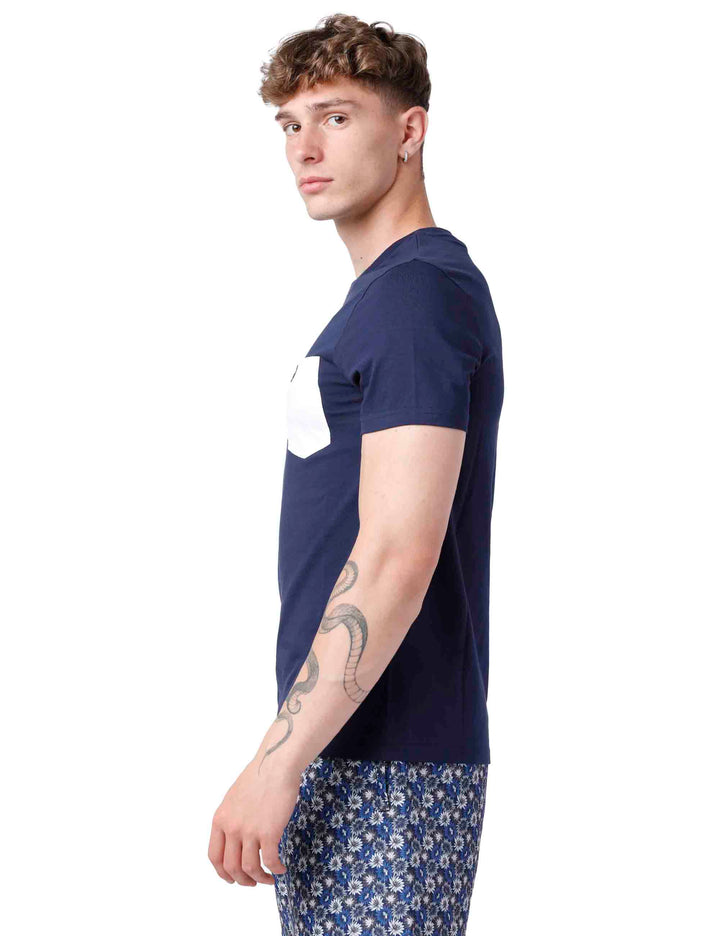 Spatarella T-shirt uomo in cotone blu Offerta migliore