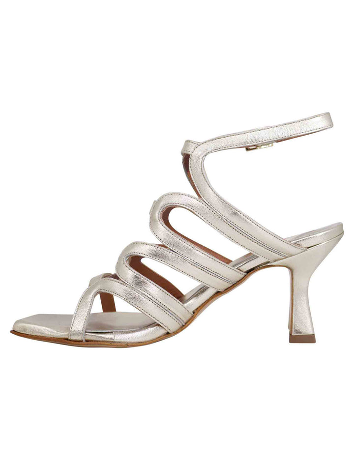 Spatarella Sandali slingback donna in pelle platino con tacco alto e punta quadra Offerta settimanale