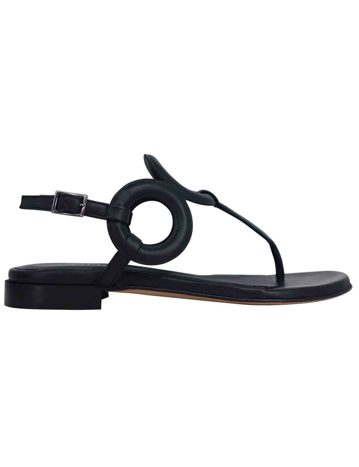 Spatarella Sandali infradito slingback donna in pelle nera con punta tonda e tacco basso Latest stili